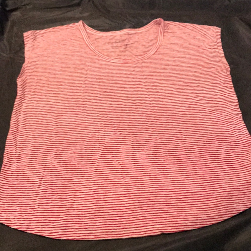 Red and white striped Linen blend t shirt